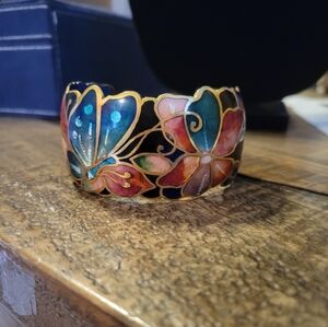 David Kuo Signed. Colorful Butterfly Enamel Bracelet. Inside Scratch